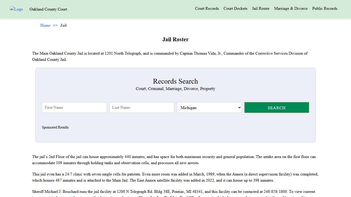 Jail Roster Oakland County Court